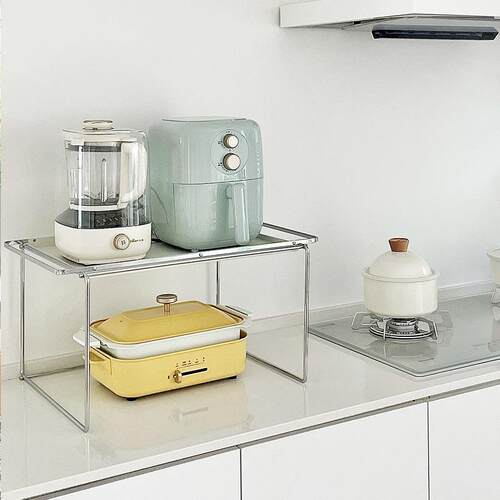 新款直销厨房置物架微波炉架子烤箱收纳双层台面桌面橱柜带托盘空