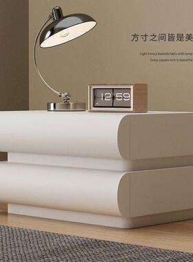 新款家用红奶油WAE白色床头柜皮质意式极简网室卧木床边收纳储实