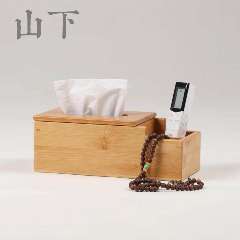 竹制纸巾盒方形多功能餐巾纸抽盒原竹盒家用客厅茶几遥控器收纳盒