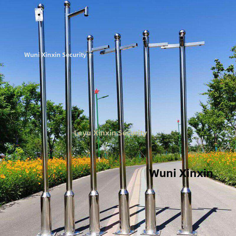 不锈钢监控立杆2.5米3米3.5米4米监控立柱拉丝镀铜支架 监控立杆
