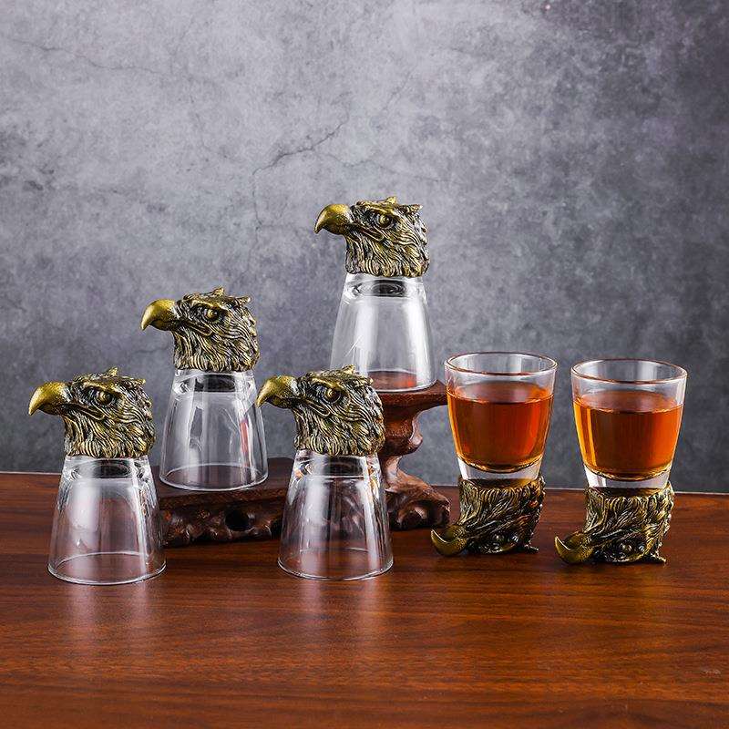 创意动物头老鹰酒壶玻璃杯小酒杯透明家用欧式酒具套装厂家直销