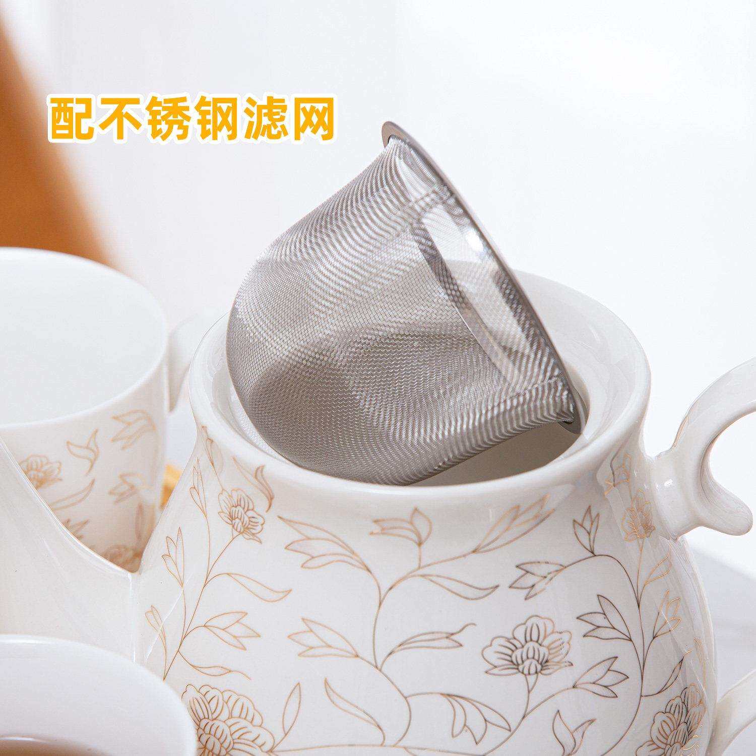 家用陶瓷茶具套茶组带把手茶杯壶套茶具套组组办公泡茶水饮具具套