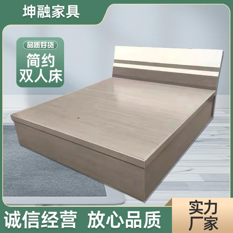 酒店宾馆标间收纳储物床家用1.8米双人床出租房卧室小户型版式床