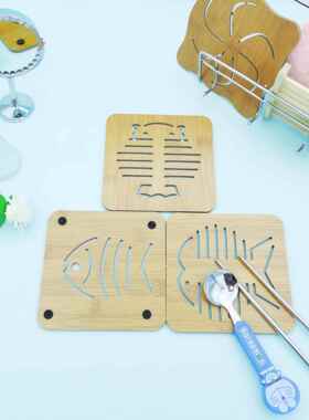 直销新款居家木质卡通隔热垫餐桌垫防滑锅垫创意可爱垫子茶杯垫碗