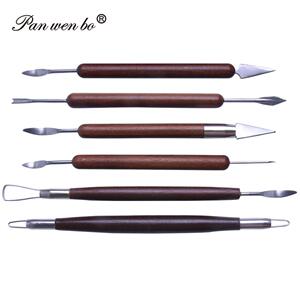泥塑工具6件套陶泥DIY陶艺雕塑木制双头蕾丝刀工具美术绘画用品