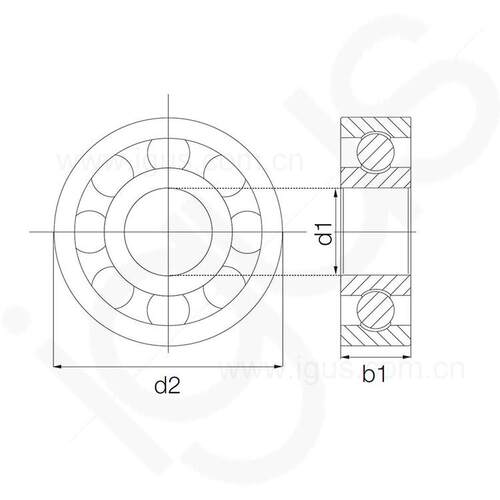 igus德国xiros 径向深槽滚珠轴承,C160,玻璃滚珠,PP保持架