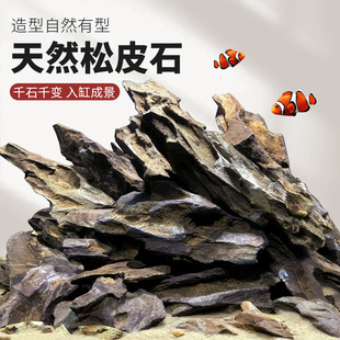 品质鱼缸造景石假山天然大块松皮石酸洗青龙石草缸成品真石头套餐