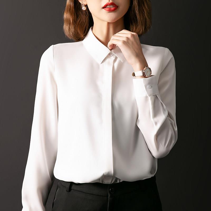 新款雪纺白衬衫女春长袖宽松职业气质高端衬衫免熨烫通勤女士工作