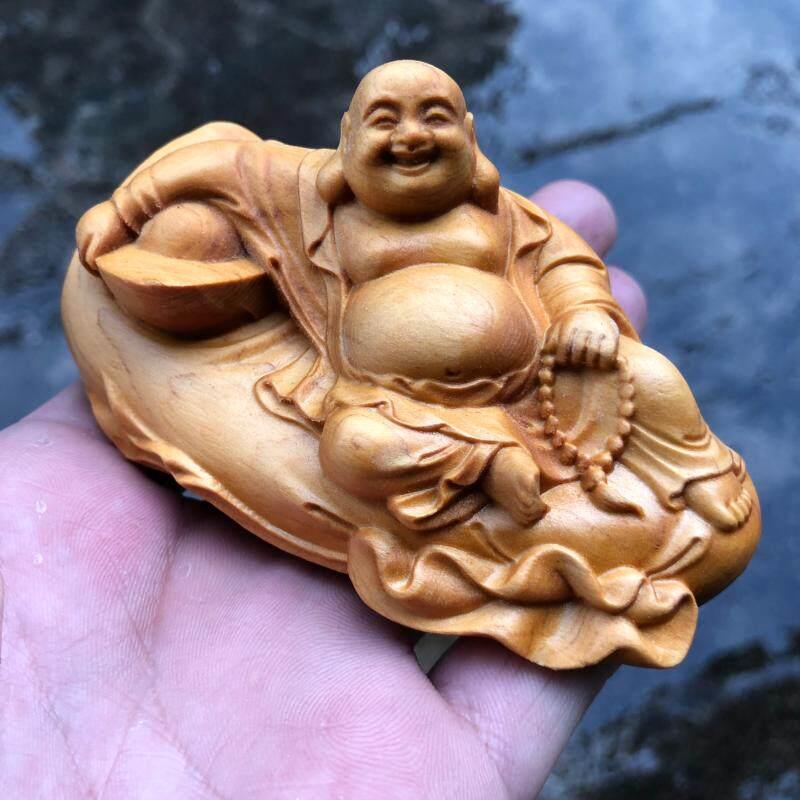 土嘉木雕元宝布袋弥勒佛实木饰品盘玩手柄件家居汽车装饰工艺礼品