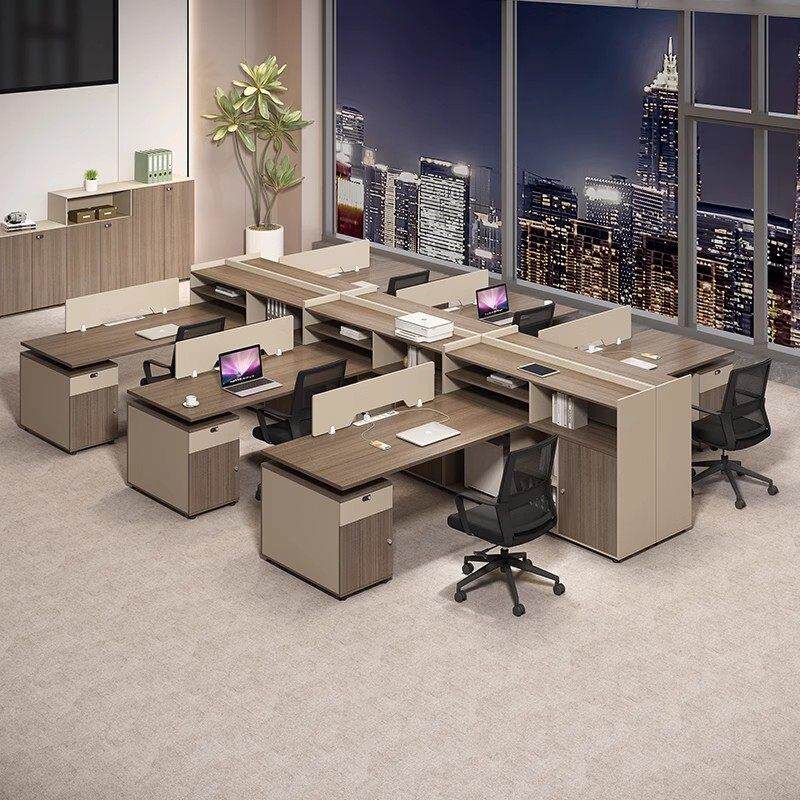 香港包邮职员办公桌椅组合简约现代4/6人位办公室电脑桌屏风卡座