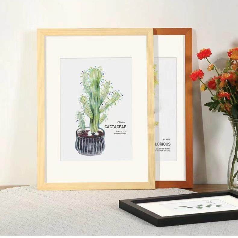 木质相框挂墙a3A4纸画框素描油画水彩4k八8K开外框装裱12寸16框架