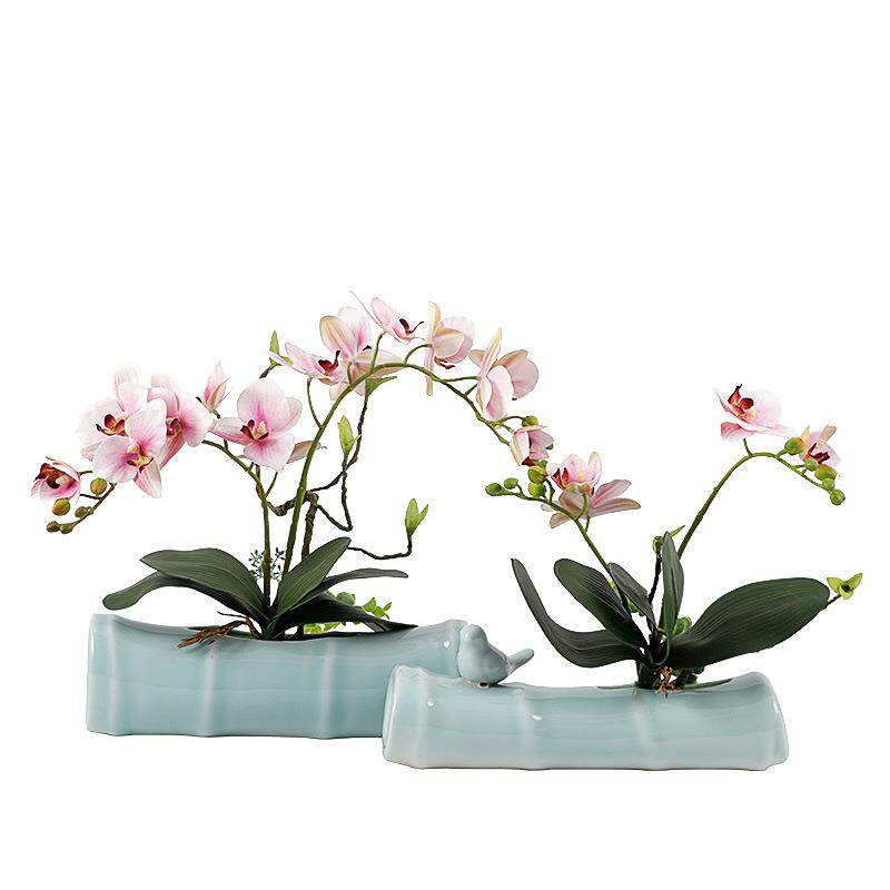 室内仿真植物花艺假花绿植蝴蝶兰花卉盆栽中式样板间盆景花瓶摆件