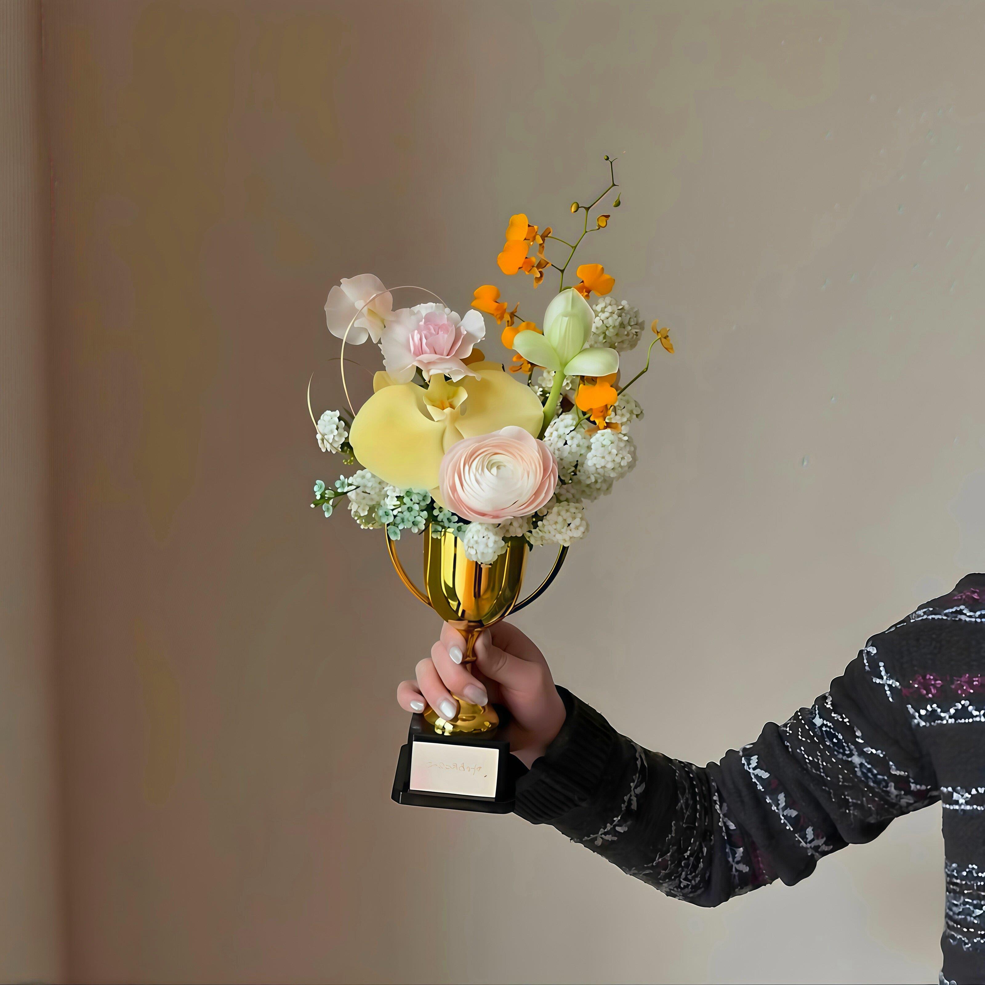 母亲节花束奖杯diy材料包幼儿园手工创意礼物荣耀金色奖杯送妈妈