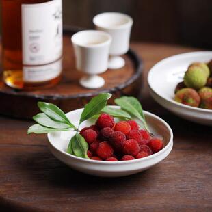 南昔家草木灰纯色果盘子圆形小盘沙拉盘餐具套组日式和风餐盘盘子