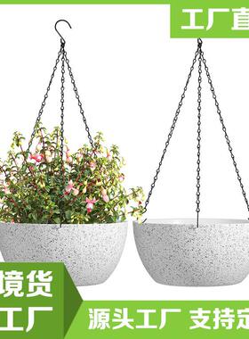 厂家直销亚马逊电商塑料吊篮2件装 12英寸大型悬挂花盆带排水孔
