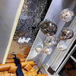 后现代简约loft复式 楼大吊墅灯别灯挑高客厅楼796梯具岩餐厅熔吊