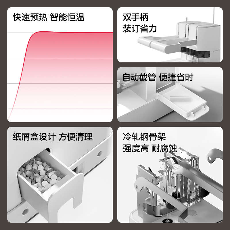 得力财务凭证装订机省力小型电动会计胶装机账本办公资料档案文件