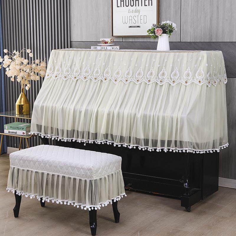 简约时尚钢琴罩欧式蕾丝钢琴开罩厚艺中全钢琴套防尘罩凳子罩