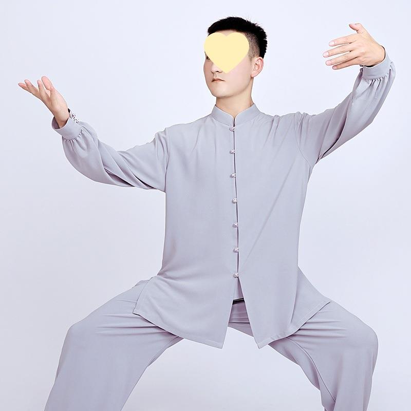 春秋太极服女新款丝麻太极拳练功服男红色武术表演服中国风八锦缎