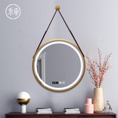 轻奢圆形智能浴室镜吊带圆镜卫生间梳妆化妆镜挂墙式 饰镜子定制 装