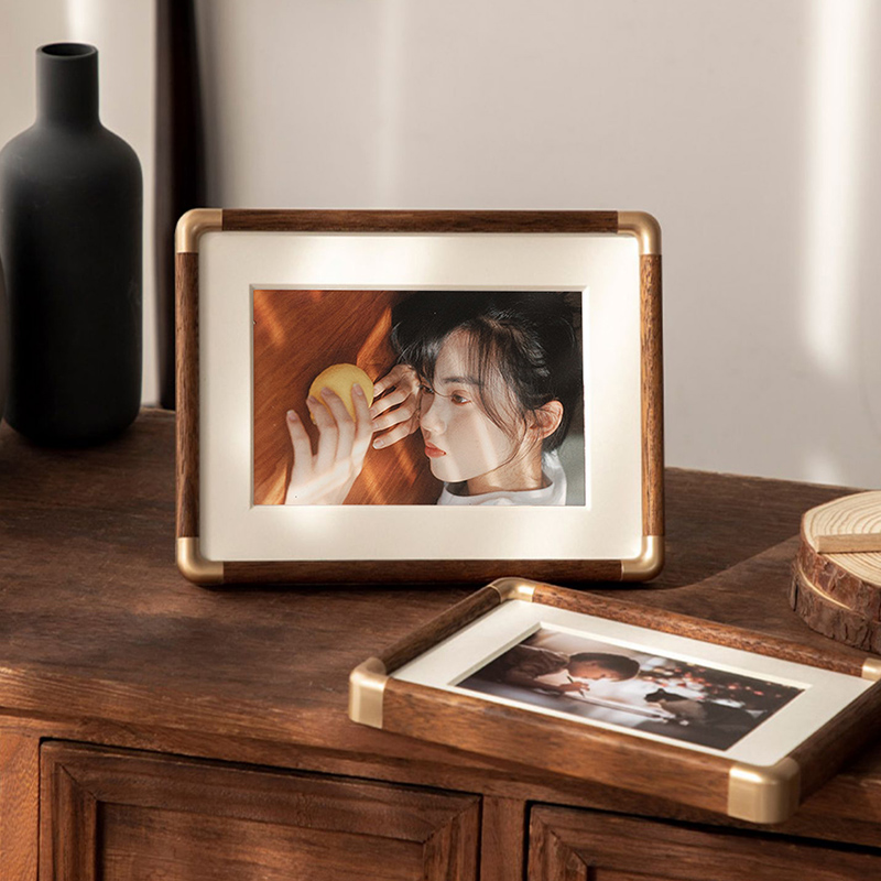 6JN实木相框摆台6寸7寸8寸洗照片做成画框打印婚纱照定 制diy装裱