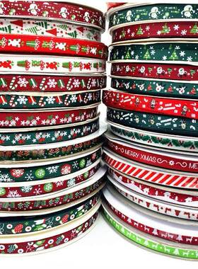 5 Yards 10mm Christmas Ribbon Printed Grosgrain Ribbons for