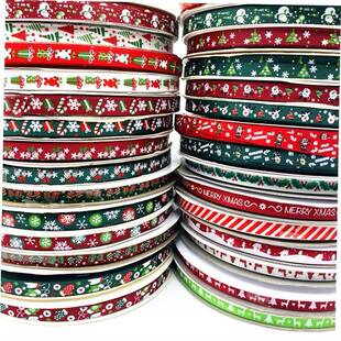 5 Yards 10mm Christmas Ribbon Printed Grosgrain Ribbons for