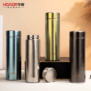 华象5902真空钛保温杯男女商务焖茶杯纯钛过滤茶隔双层礼盒礼盒装