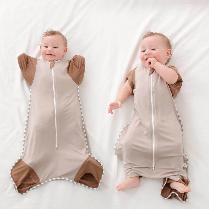 新生婴儿襁褓睡袋加大竹纤维春夏季透气冰感薄款防惊跳初生防惊跳