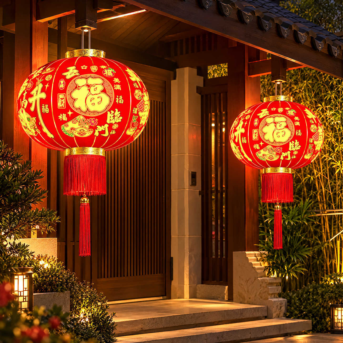 羊年灯笼2027过年自建房别墅大门一对挂饰春节摆摊年货新年装饰品