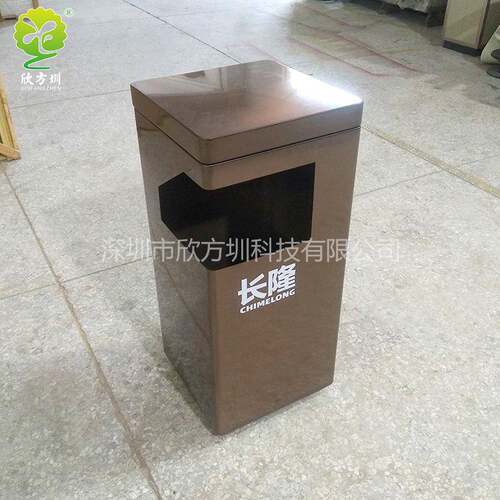 室内物业小区地产电镀喷粉不锈钢垃圾桶方形角落金属果皮箱