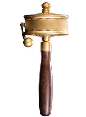 藏传家用密宗纯铜手摇转金轮黄铜观音绿度转金筒摆件多款可选