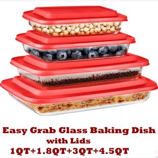 Rectangular Glass Baking Dish with Lids Bakeware Freezer