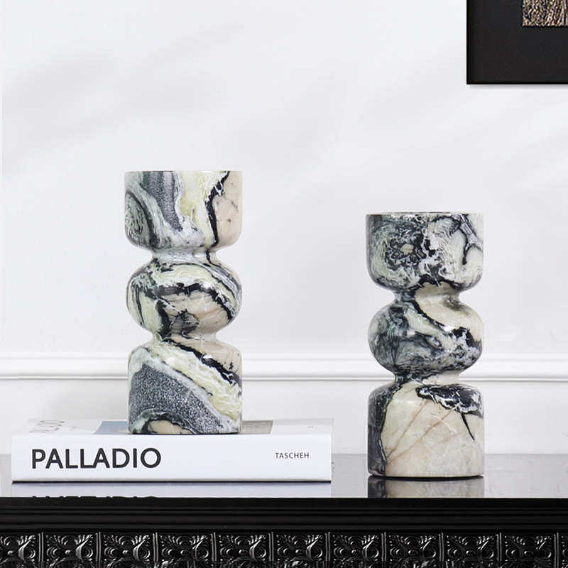 新中式大理石烛台摆件样板房客厅茶几餐桌大理石花器花瓶家居饰品,家居饰品,装饰摆件,淘宝优惠券,粉丝福利购,淘宝优惠卷