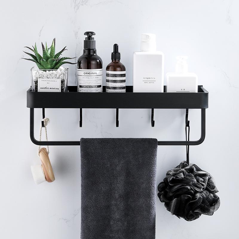 浴室置物架壁挂式洗手间厕所洗澡毛巾杆收纳架太空铝五金省空间