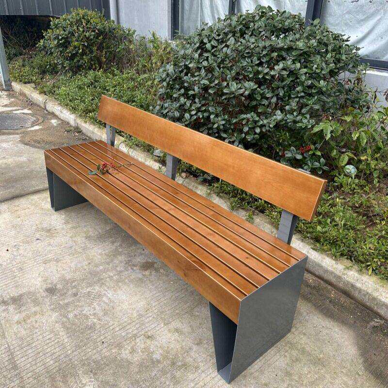 出口实木户外长椅简约双人靠背公园坐凳休闲室外椅休闲户外椅
