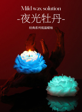 荧光夜光低温蜡烛滴蜡大豆蜡香薰渐变玫瑰花牡丹情调助兴礼物