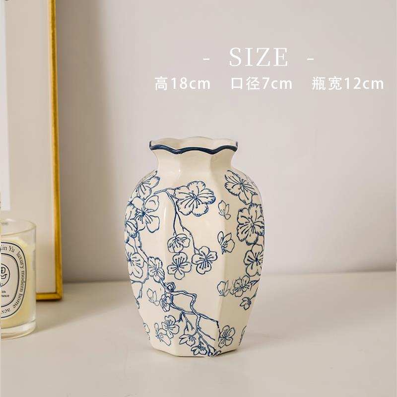 正品TYC古 中式青花瓷覆花瓶陶瓷鲜花新花插花器客厅电视柜装饰品