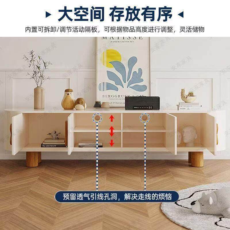 法式实木电视柜家用客厅圆弧形条几小户型奶油风电视柜整装
