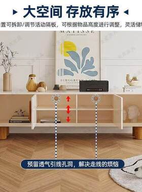 法式实木电视柜家用客厅圆弧形条几小户型奶油风电视柜整装