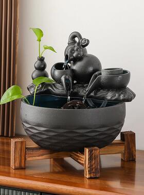 白菜流水摆件循环水财运风水轮茶几财运居家办公装饰开门红