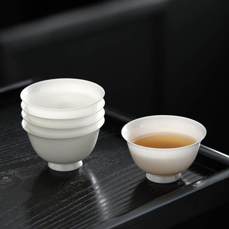 爱赏薄胎骨瓷茶杯主人杯陶瓷茶碗羊脂玉白瓷高端品茗杯茶具6个装