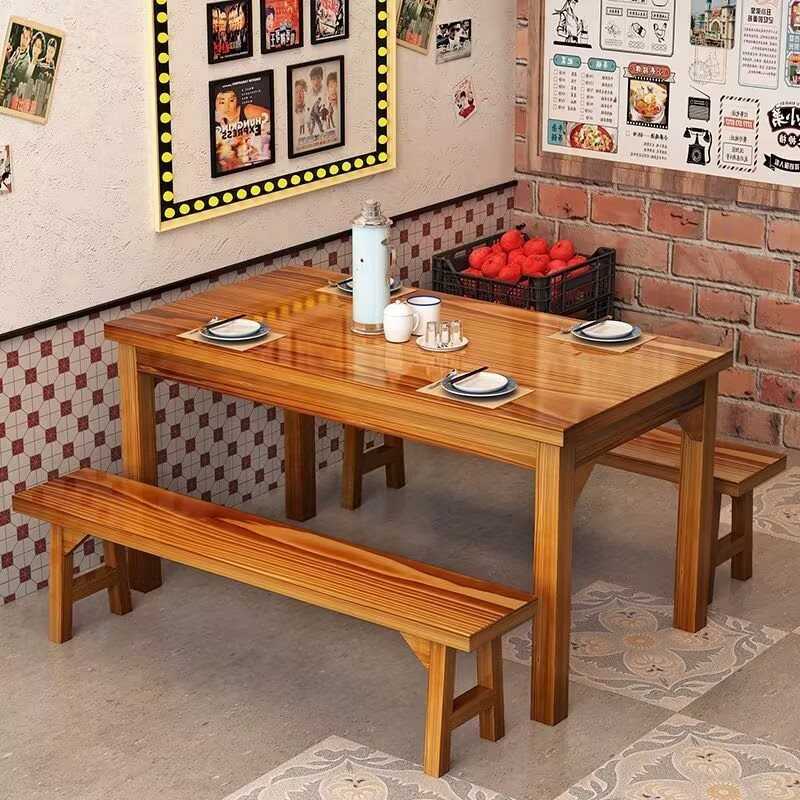 桌椅套装餐饮农家乐一桌四椅公司员工食堂餐桌椅小吃店桌凳螺蛳粉