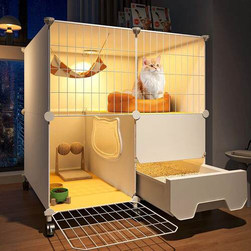 猫笼子猫窝冬季保暖带厕所一体家用室内二层别墅自由空间猫柜