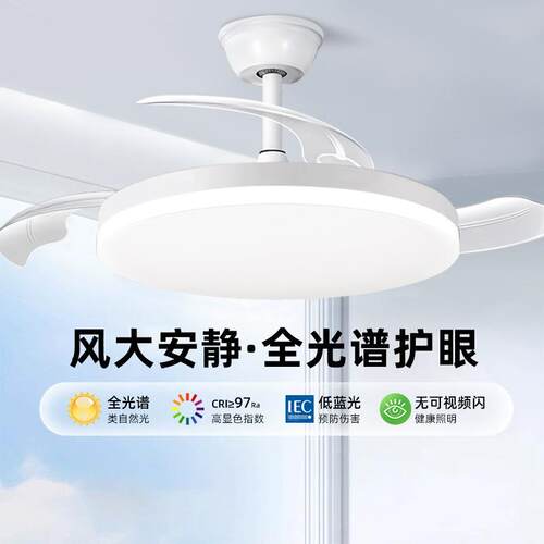 简隐形扇灯吊扇灯厅客餐约厅卧室家用风照明一体电扇灯中QS-FSD-M