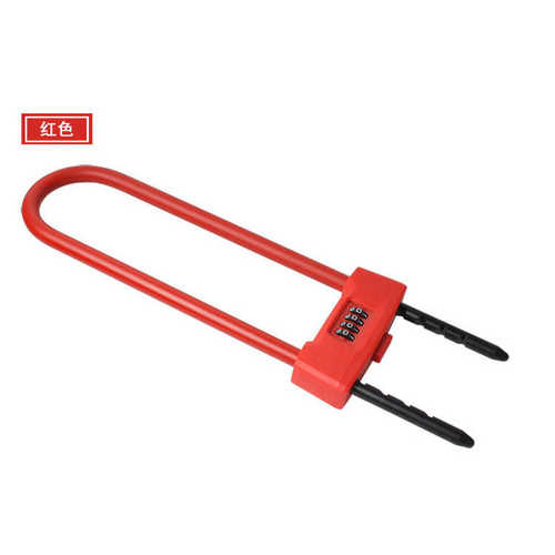 锁机械液压双开门玻璃梁办公剪防密码u摩托车门锁 加长锁型扣