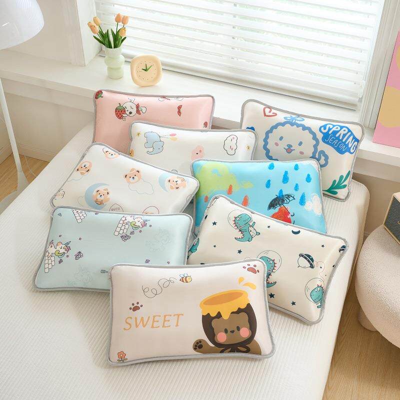 A类夏季冰丝儿童枕头宝宝枕芯3岁幼儿园小学生枕套凉感卡通午睡枕