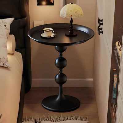 黑色床头柜家用卧室替代品小众设计感床边桌可移动铁艺神器置物架