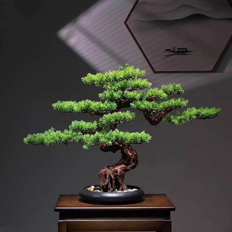 仿真微景观桌面摆件绿植迎客松盆景新中式酒店玄关茶室居家装饰品