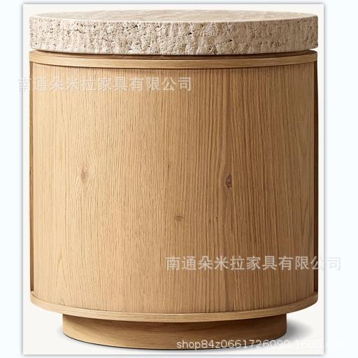 RH美式实木高端豪华咖啡桌家用实木大理石茶几桌面采用大理石设计